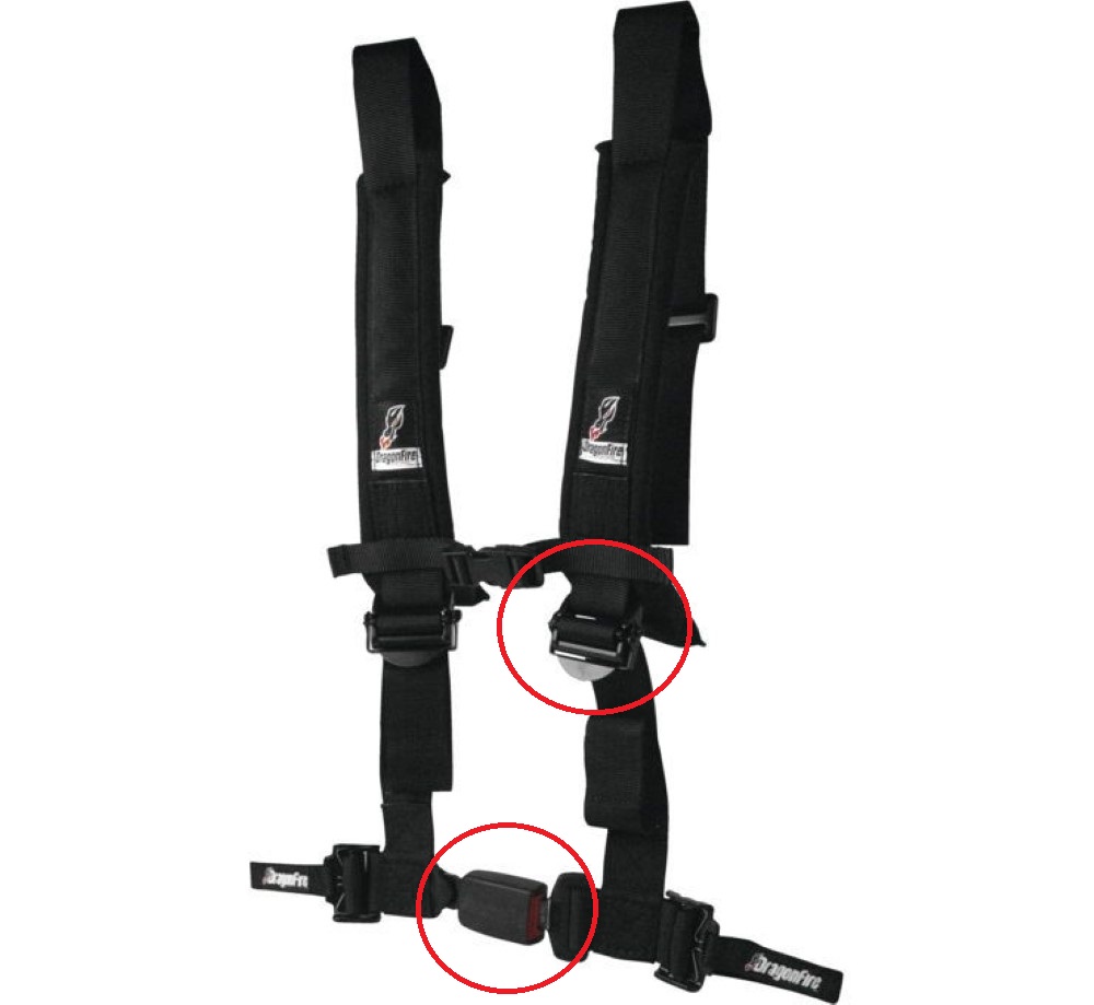 Dragonfire 2" EZ-Adjust 4 Point Padded Seat Safety Harnesses (2)